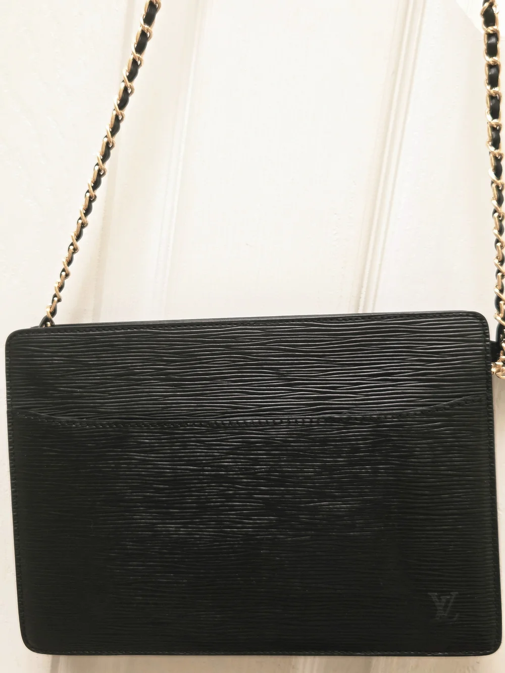 Louis Vuitton Black Epi Leather Clutch with Unbranded Gold-Tone With Black Chain